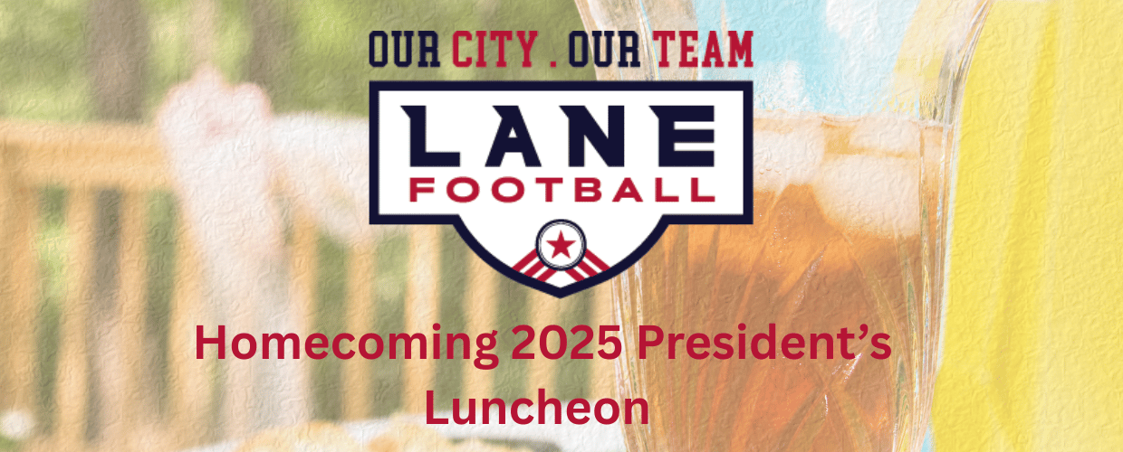 Lane College homecoming football logo and a glass of ice tea to show the president's luncheon