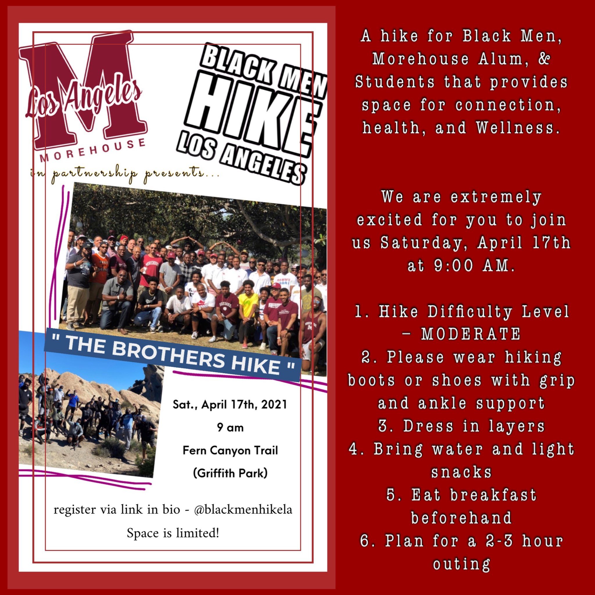 Black Men Hike LA x Morehouse LA Collaboration Hike Tickets Powered