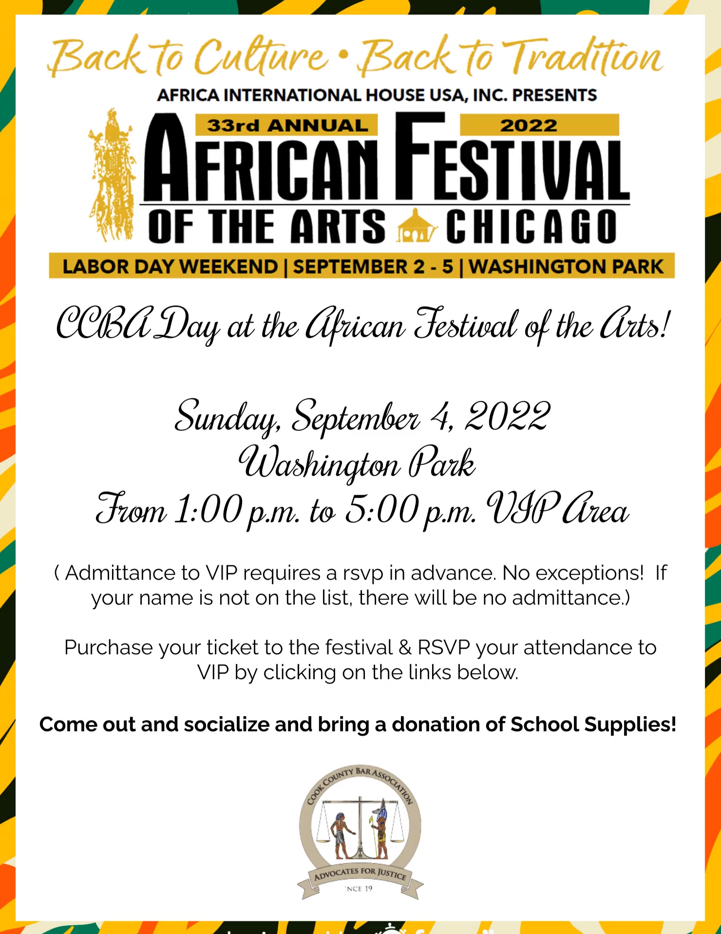 CCBA Day at the African Festival of the Arts! Tickets Powered by