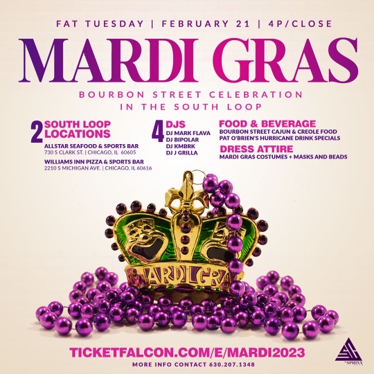 Fat Tuesday Mardi Gras & Bourbon Street Celebration in the South Loop