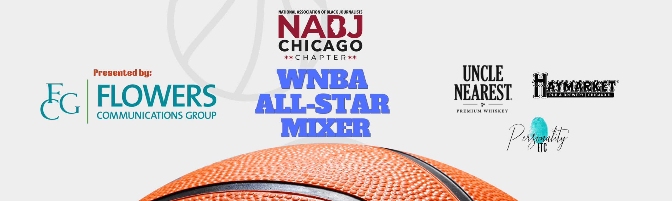 Event flyer for NABJ-Chicago's WNBA All Star Media Mixer
